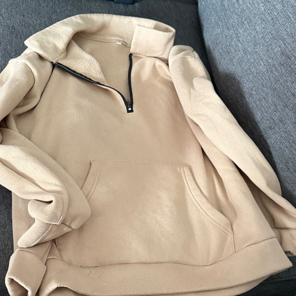 Women's Cream Half-Zip Fleece Pullover